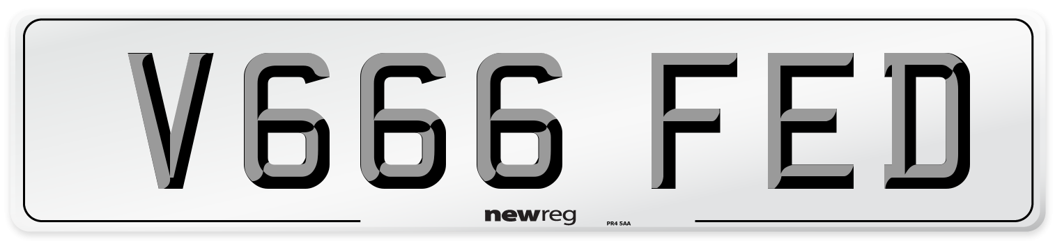 V666 FED Number Plate from New Reg